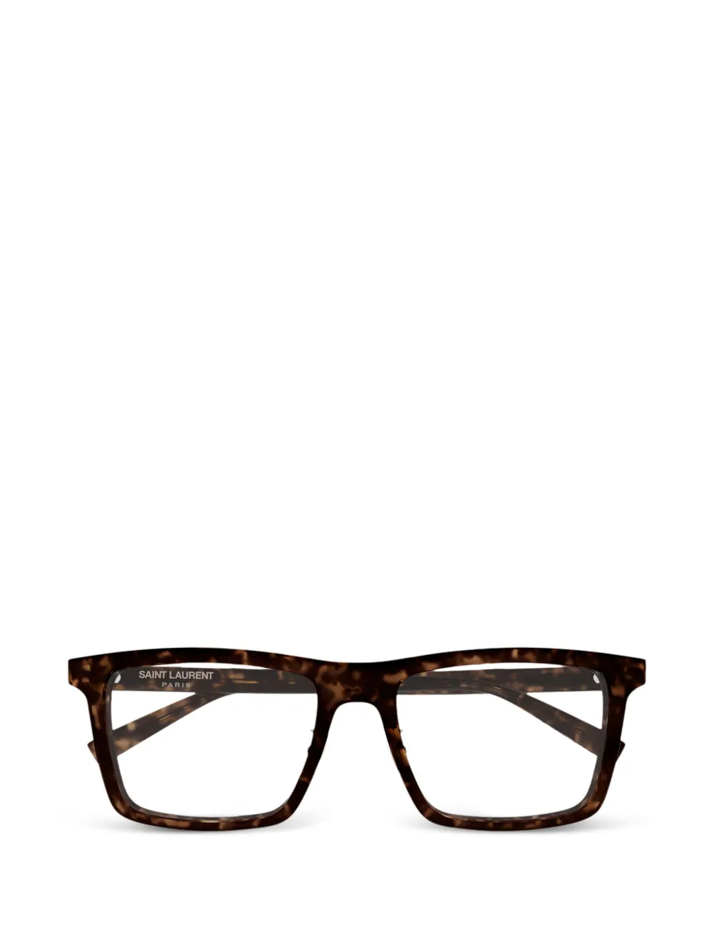 Saint Laurent Eyewear tortoiseshell-effect rectangle-frame glasses - Marrone