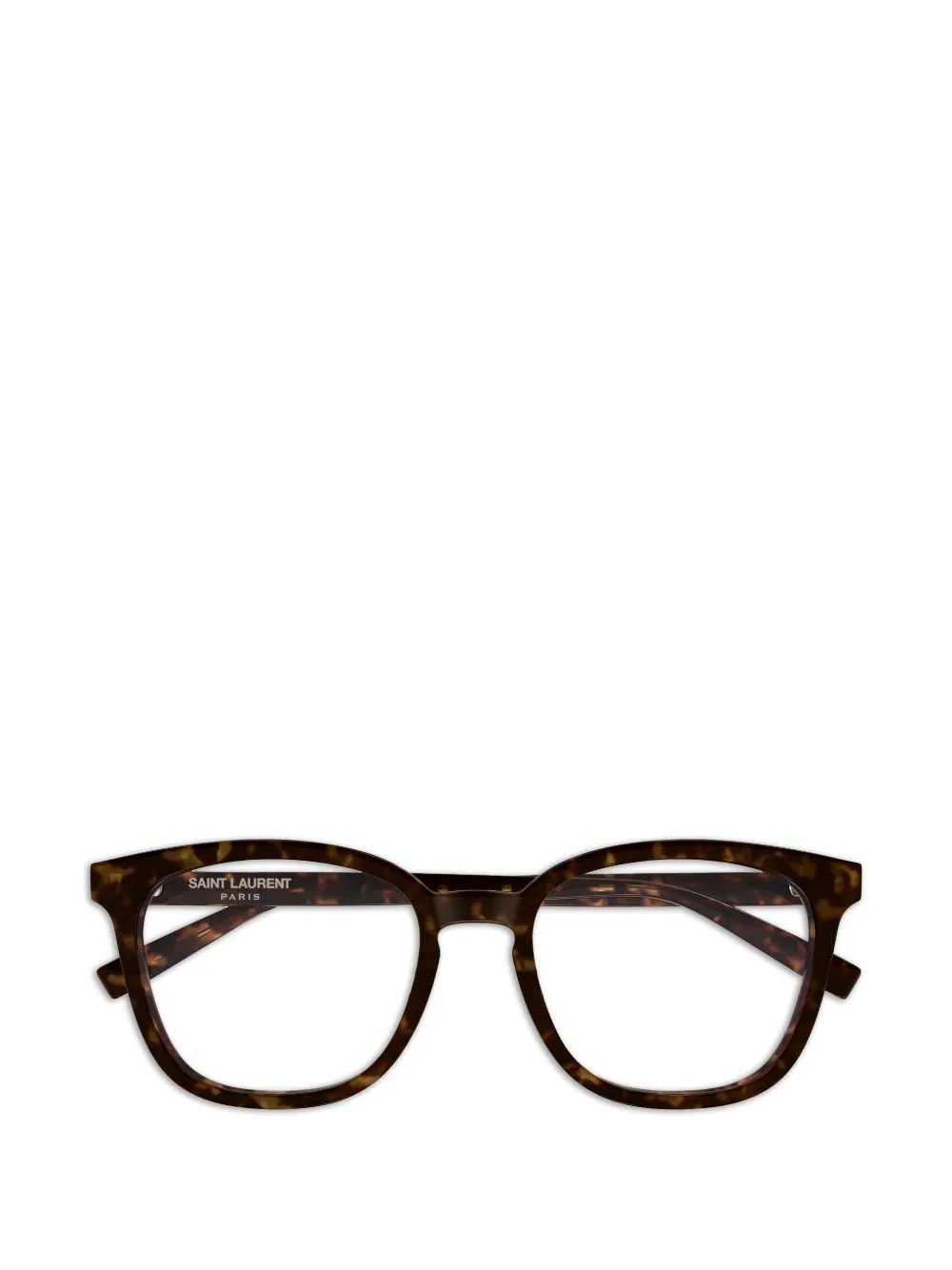 Saint Laurent Eyewear tortoiseshell-effect geometric-frame glasses - Braun