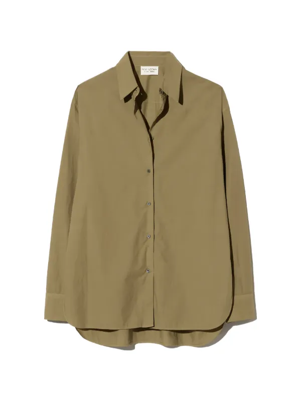 Nili Lotan Amante Poplin Shirt in Green