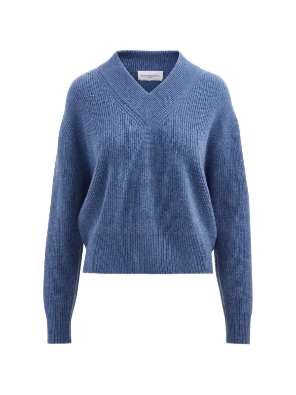 Brandon Maxwell Maris Rib-knit Sweater in Blue