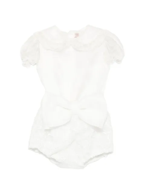 La Stupenderia bow-detail floral-lace shorts set