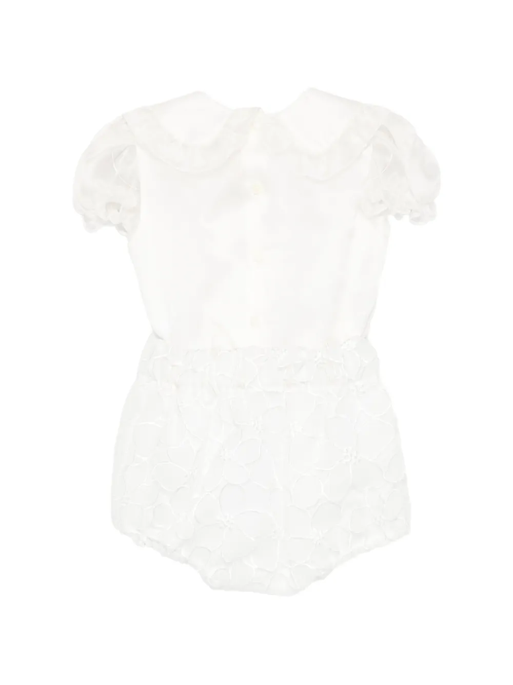 La Stupenderia Shorts met strikdetail en bloemenkant Wit