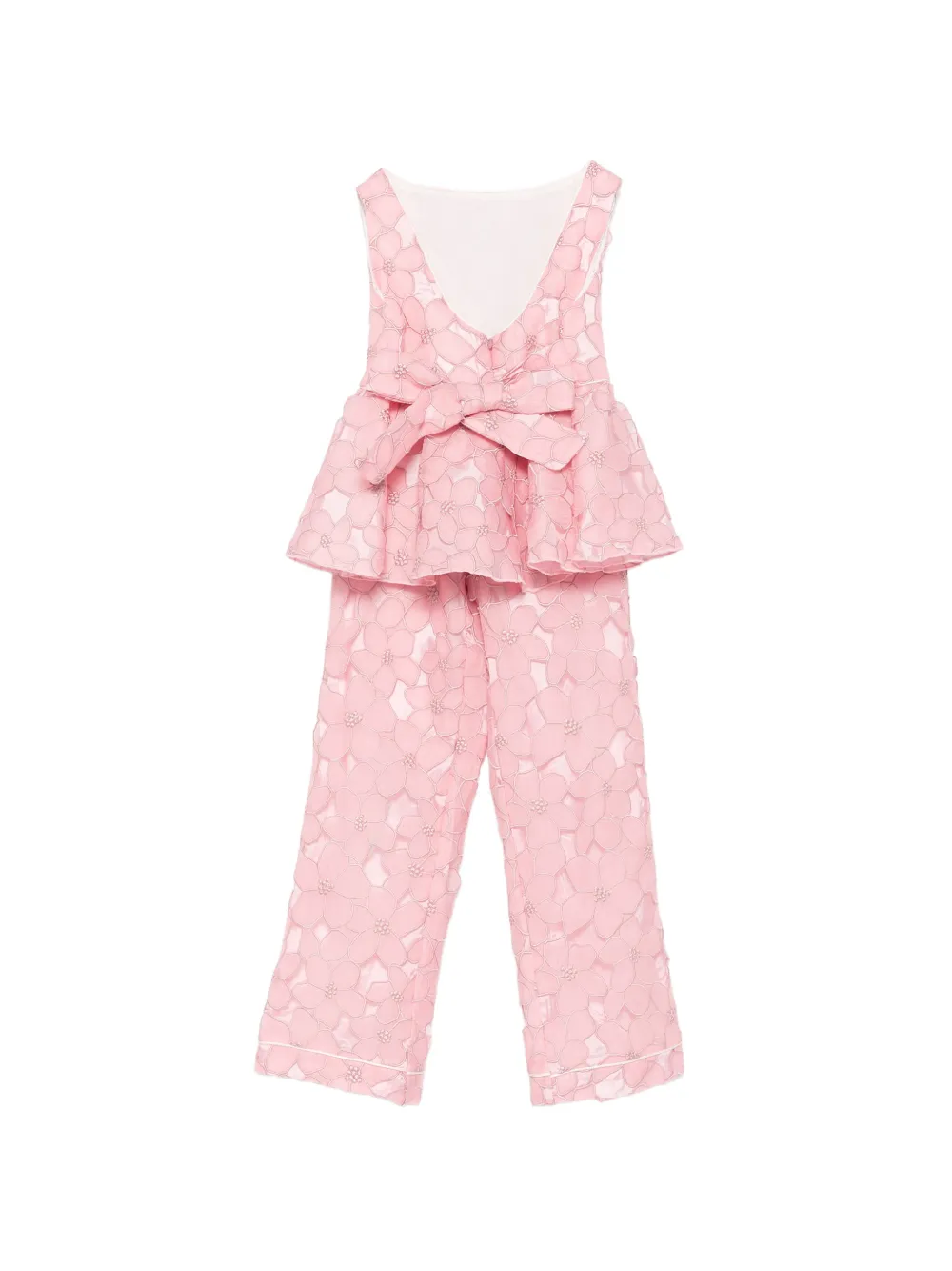 La Stupenderia Peplum broek met bloemenkant Roze