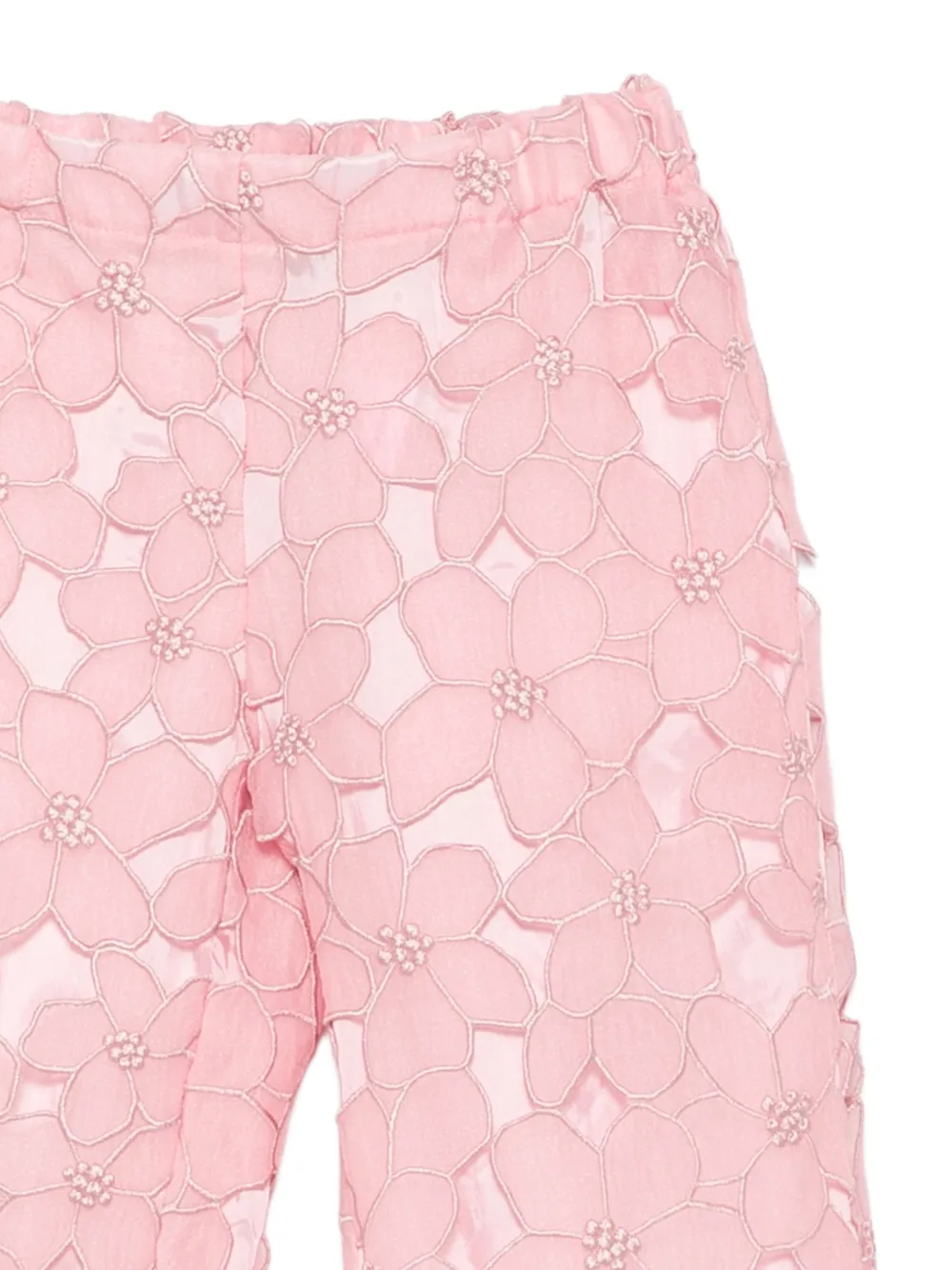 La Stupenderia Peplum broek met bloemenkant Roze