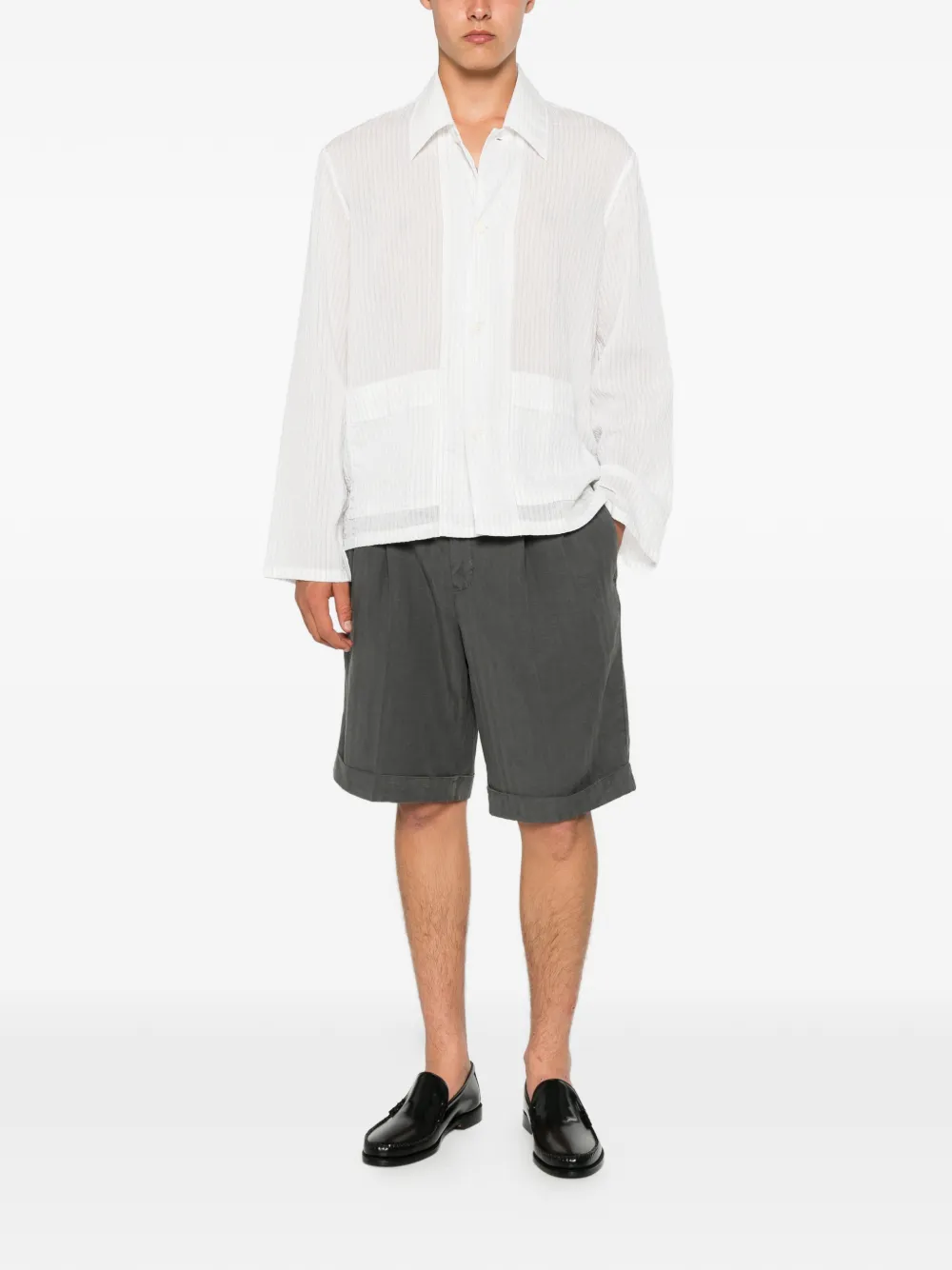 PT Torino pleated turn-up shorts - Grigio