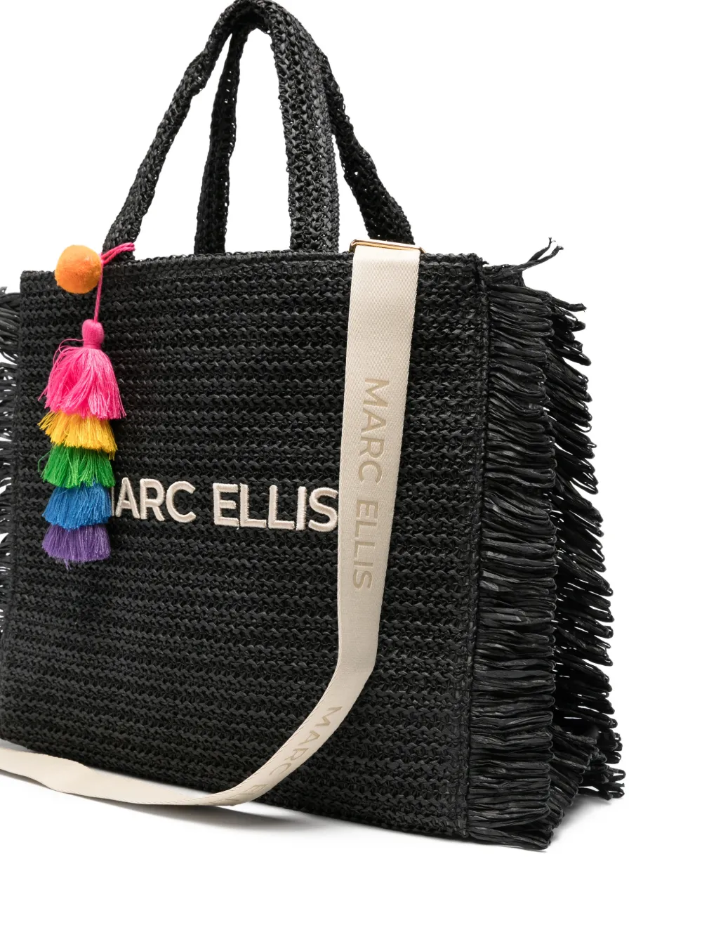 Marc Ellis Buby S. Claire shopper met geborduurd logo en franje Zwart