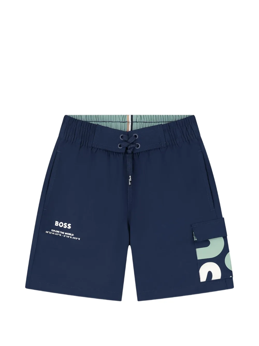BOSS Kidswear logo-print swim shorts - Blau
