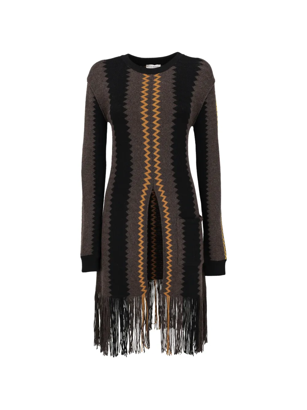 Sonia Rykiel Pre-Owned zig-zag fringed dress - Braun