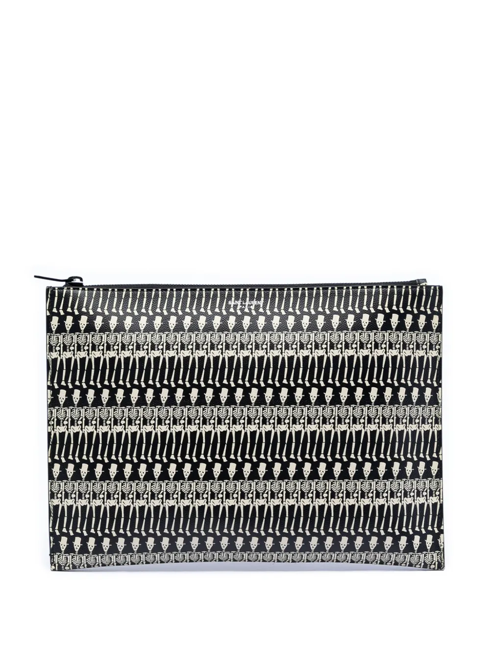 Saint Laurent Pre-Owned 2016 Grain de Poudre Skeleton Print Zip clutch bag - Black