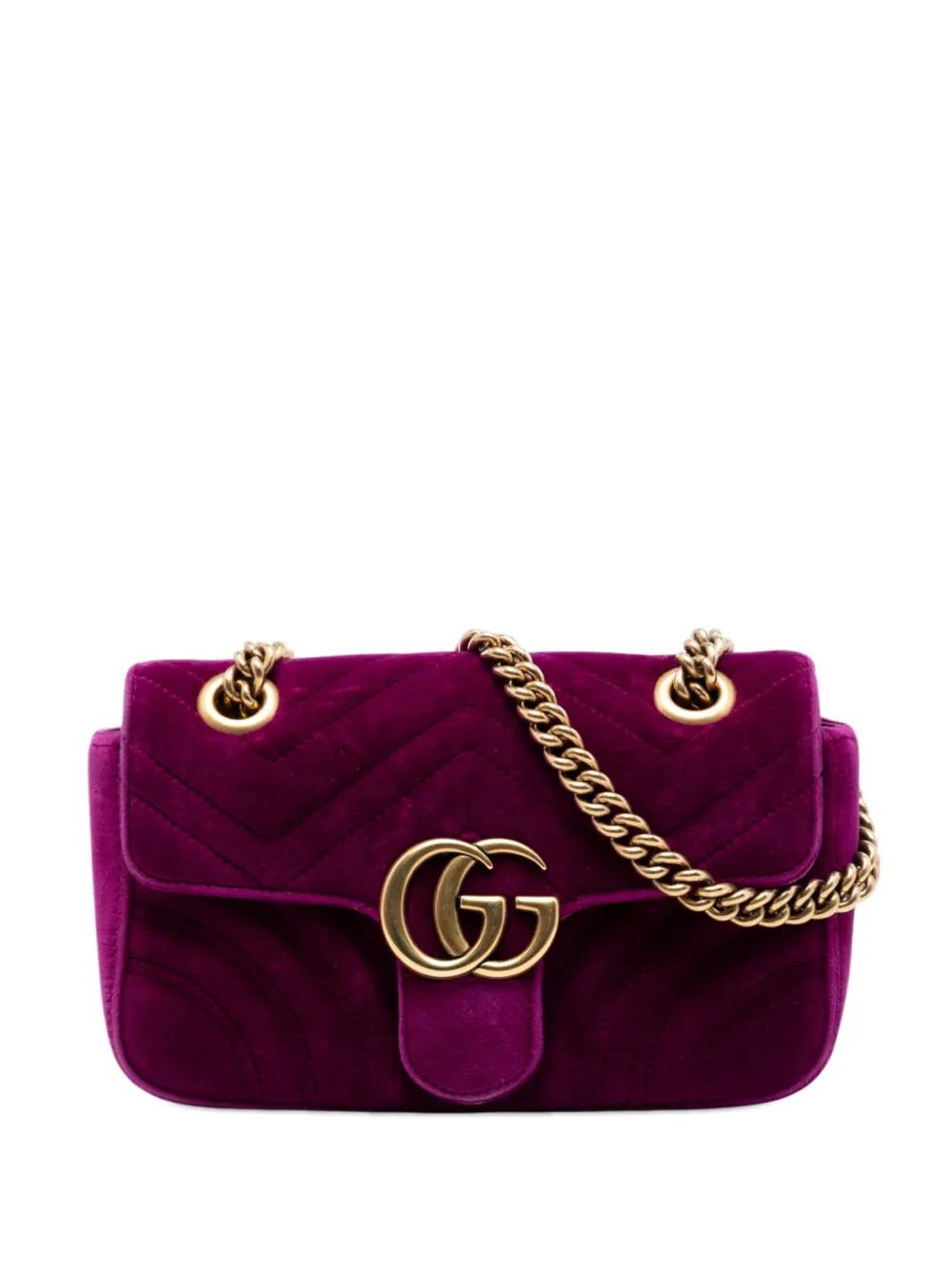Gucci Pre-Owned 2016-2026 Small GG Marmont Matelasse Velvet shoulder bag - Viola