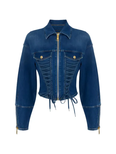 Elisabetta Franchi lace-up bustier denim jacket