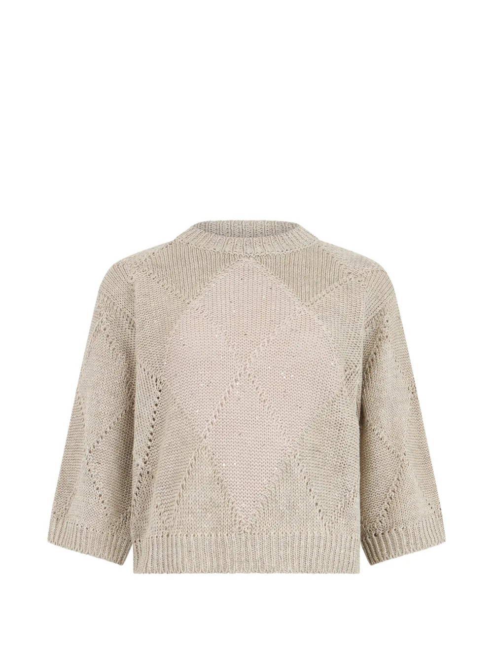Peserico sequined argyle-knit sweater - Nude