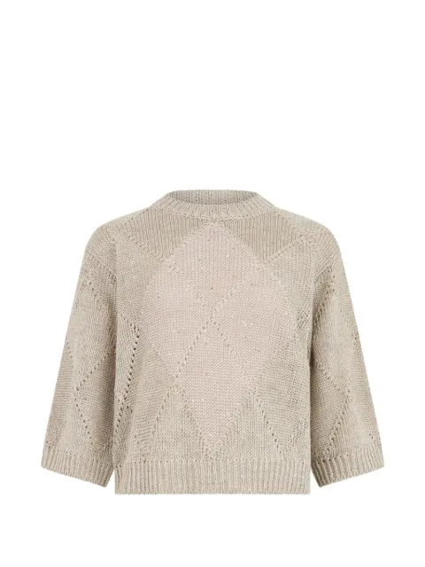 Peserico sequined argyle-knit sweater
