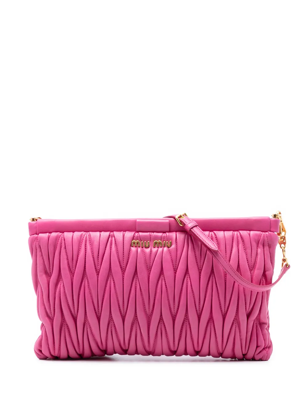 Miu Miu Pre-Owned 2000-2025 Matelasse Nappa Frame Clutch with Strap crossbody bag - Rosa