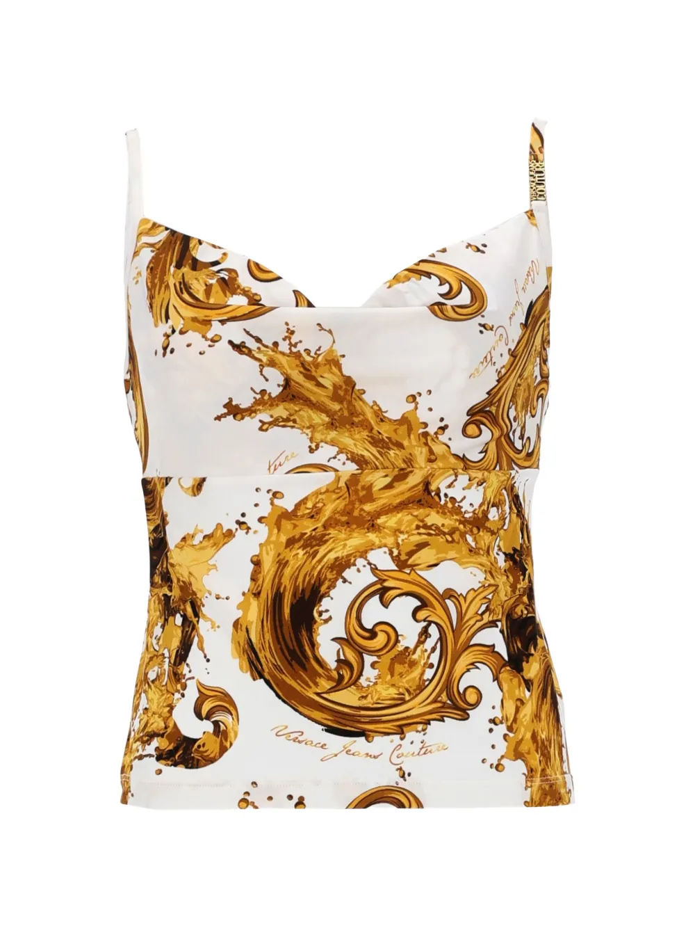 Versace Jeans Couture baroque-print cowl-neck top - Bianco