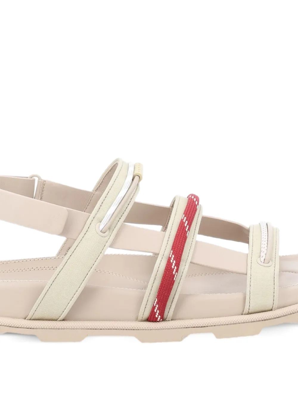Moncler Vera Island leather flat sandals Beige