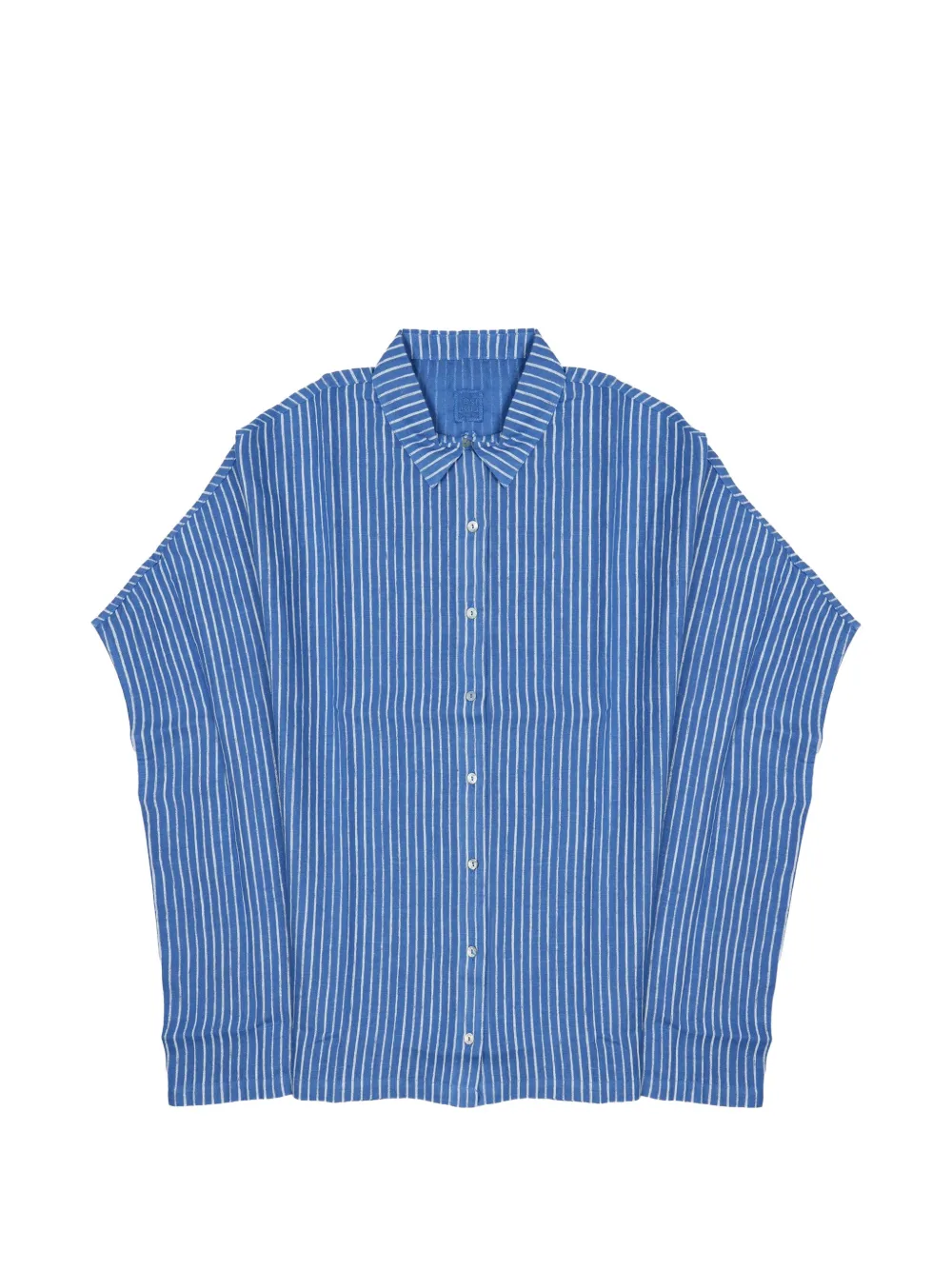 120% Lino vertical-stripe linen shirt - Blu