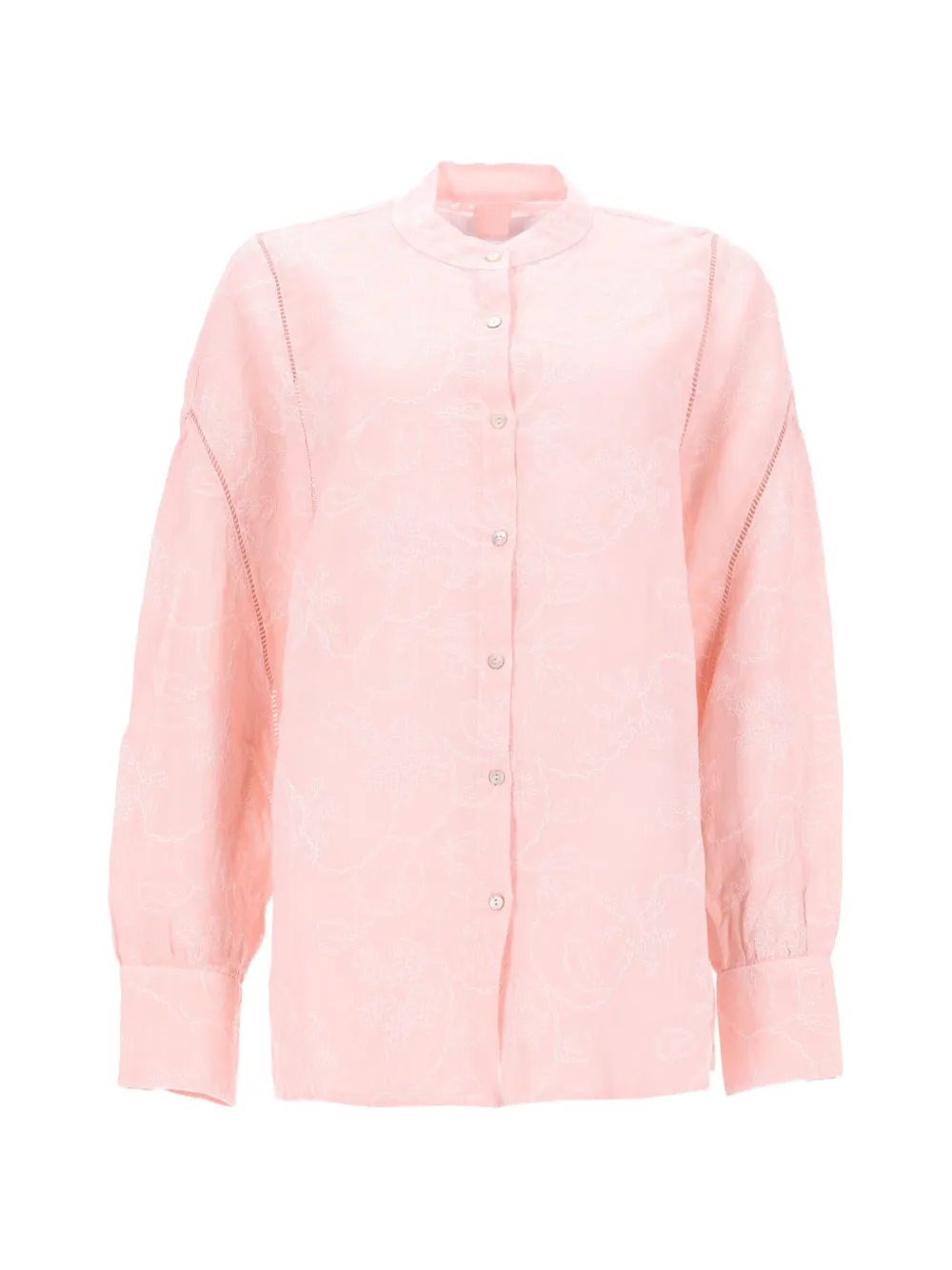 120% Lino embroidered-detail shirt - Rosa