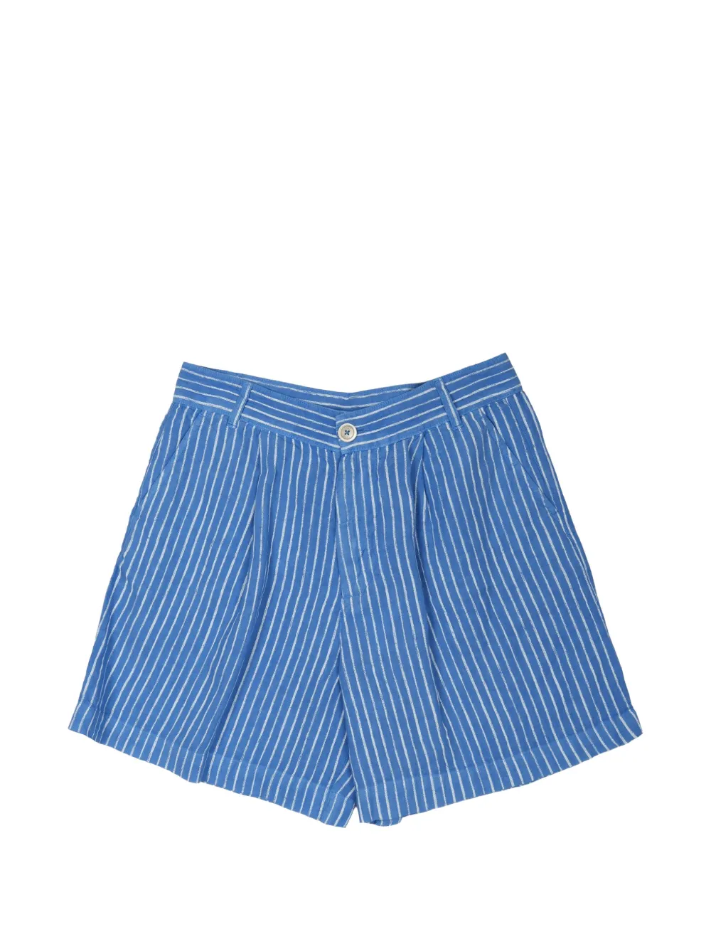 120% Lino vertical-stripe linen shorts - Blu