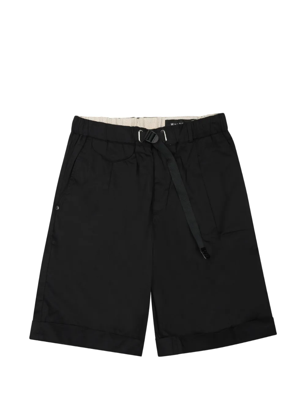 White Sand belted turn-up-hem shorts - Nero