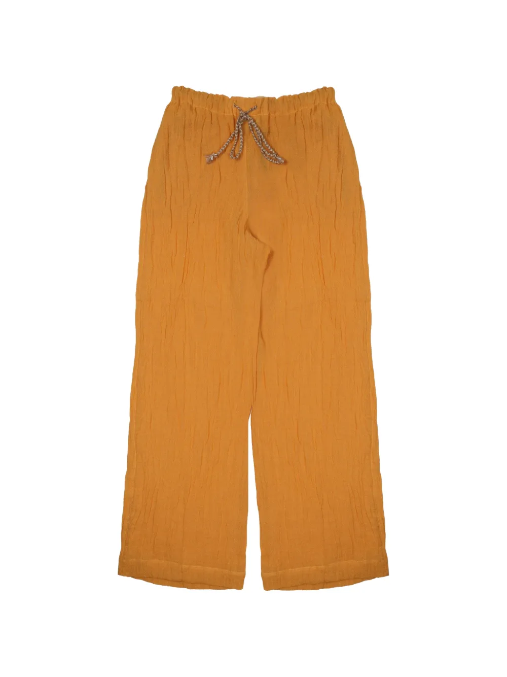 120% Lino crinkled-effect drawstring trousers - Arancione