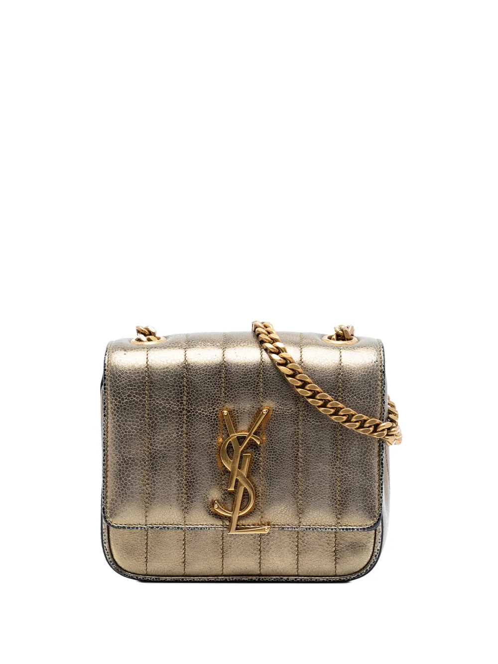 Saint Laurent Pre-Owned 2018 Small Metallic Grain De Poudre Monogram Vicky Chain Bag crossbody bag - Oro