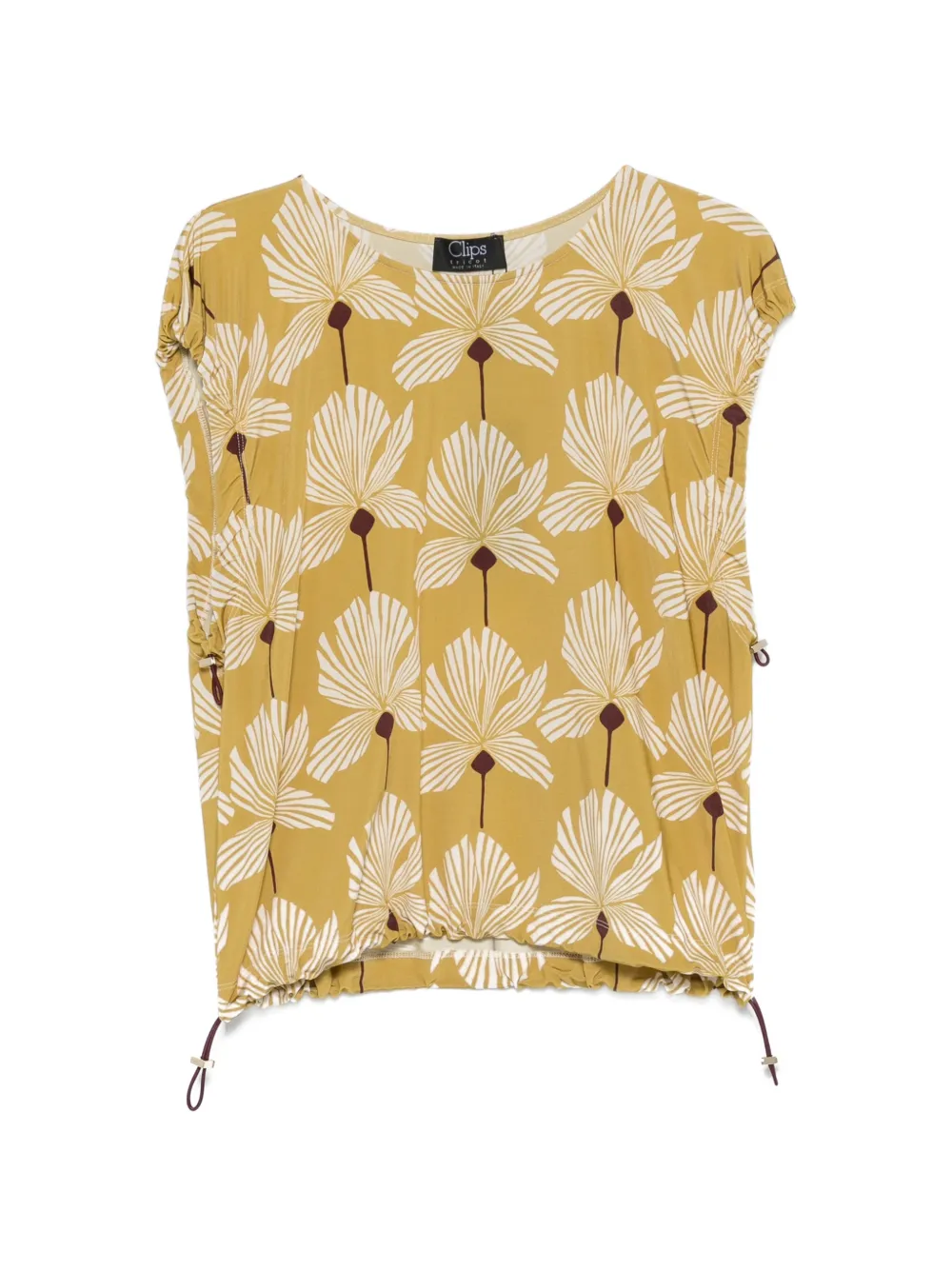 Clips floral-print ruched top - Verde
