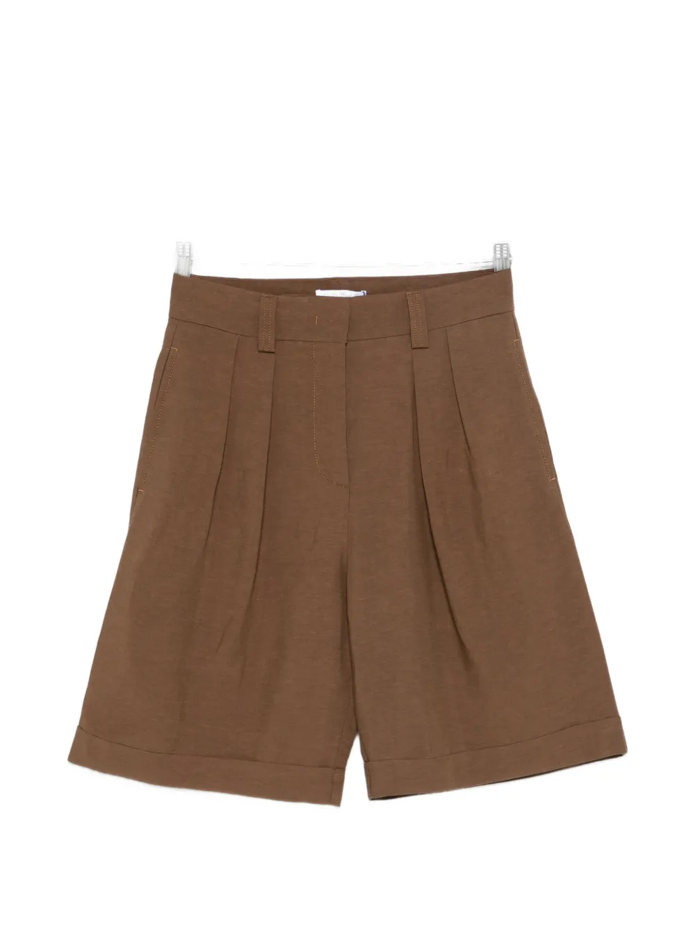 Cenere GB pleated turn-up shorts - Marrone