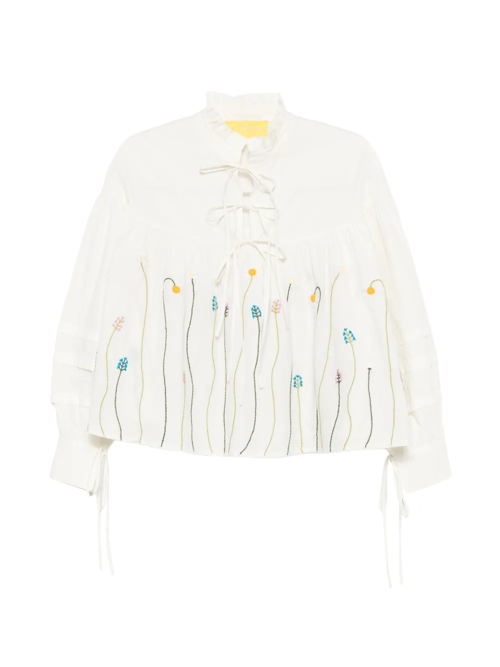 PHILIPPA 1970 floral-embroidered ruffled blouse - Bianco