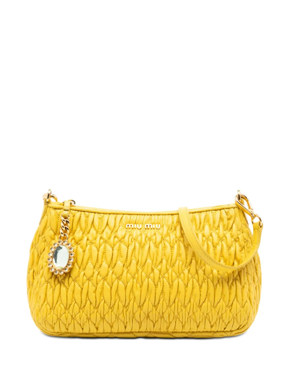 Miu Miu Pre-Owned 2010-2026 Matelasse Nappa Crystal Charm shoulder bag - Giallo