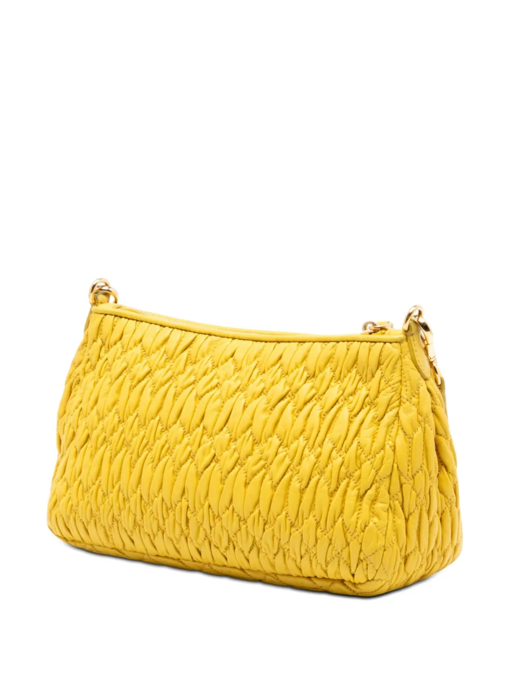  Miu Miu Pre-owned Bolso De Hombro De Piel De Napa Y Matelassé Con Charm De Cristales 2010-2026 - Amarillo 