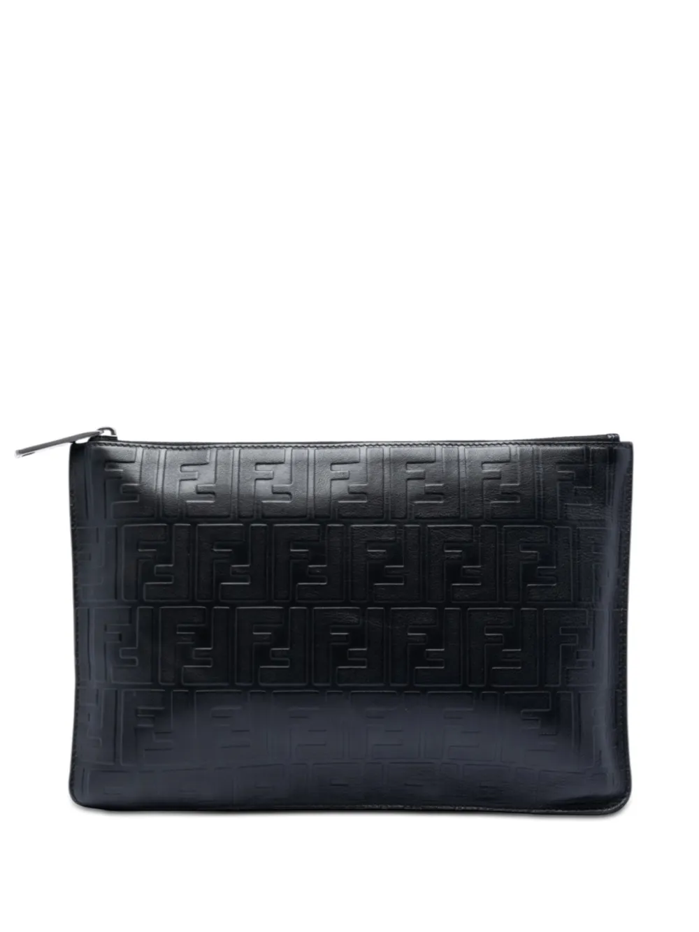 Fendi Pre-Owned 2010-2026 Zucca Embossed Leather Zip Pouch clutch bag - Nero