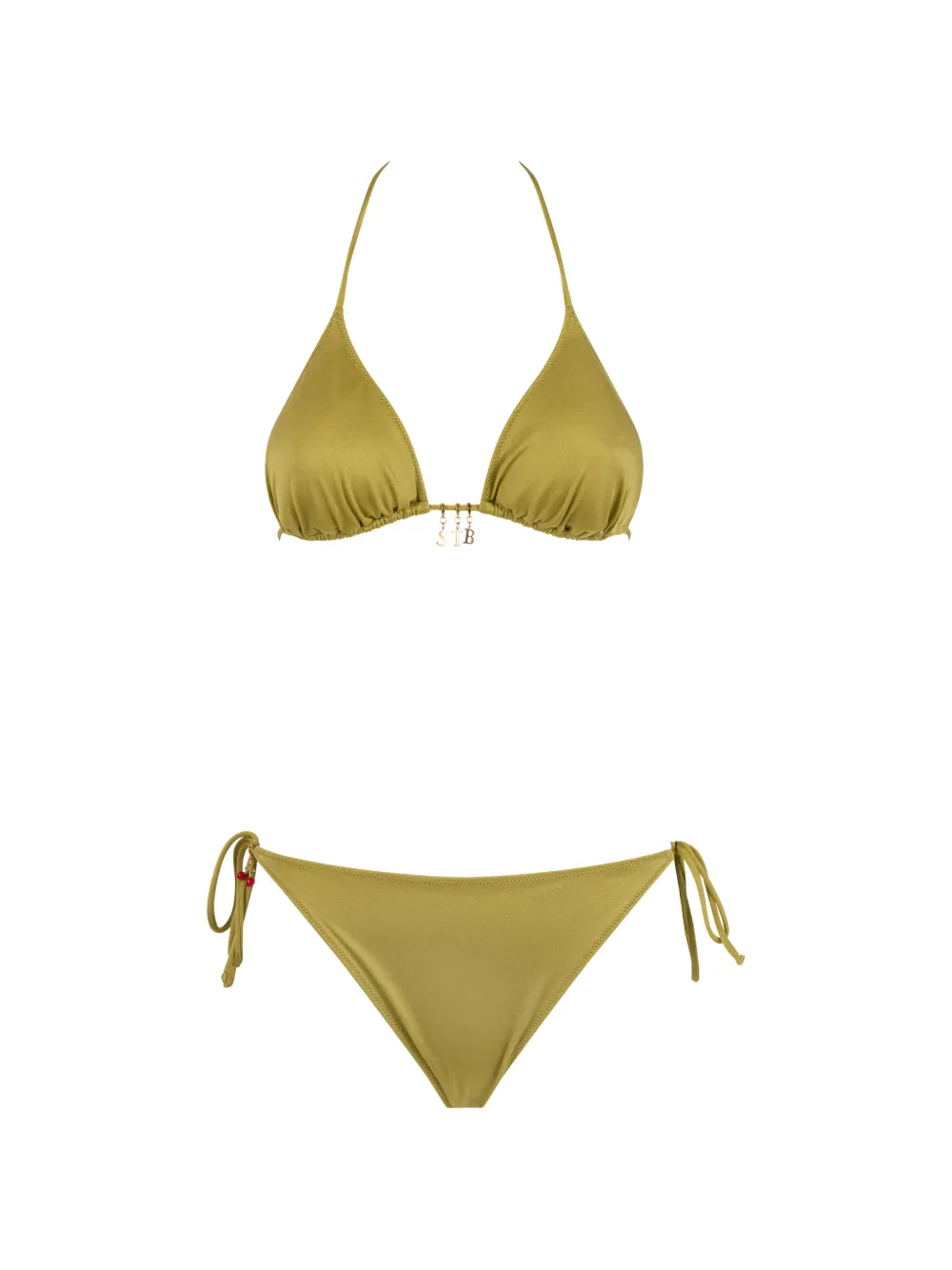 MC2 Saint Barth Triangel bikini verfraaid met bedel Groen