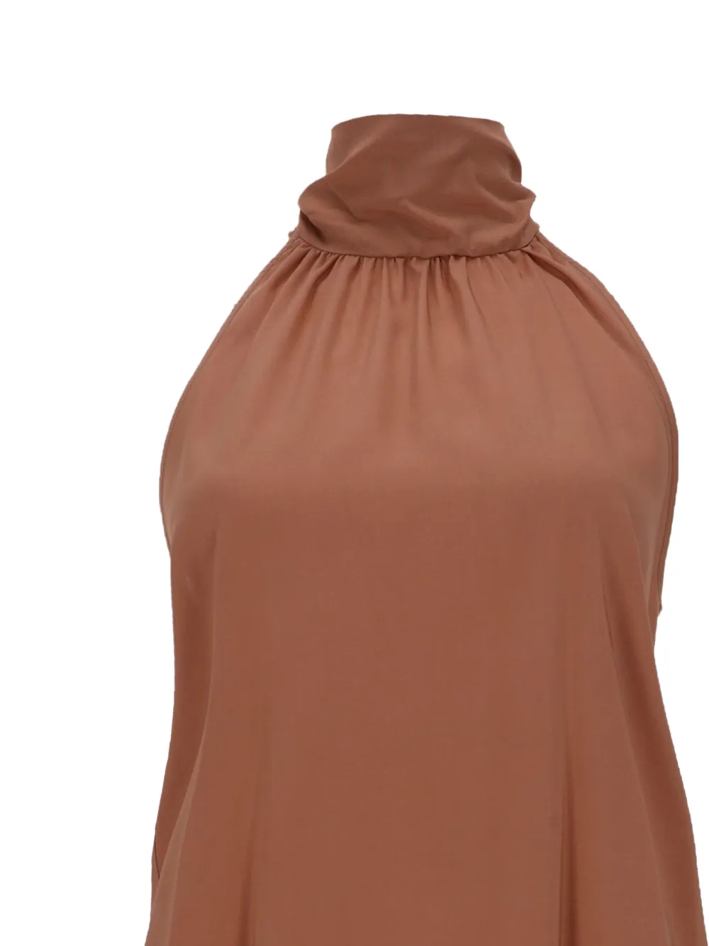 PT Torino Anita gesmockte blouse met halternek Bruin