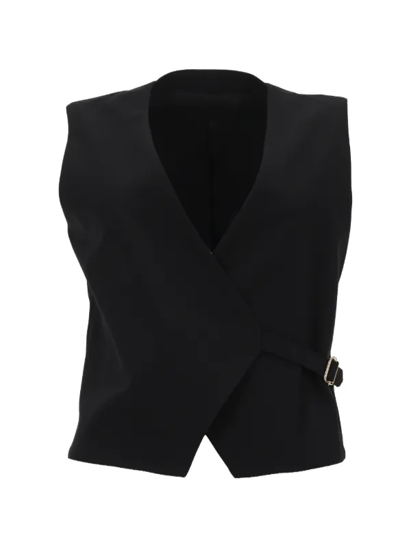 PT Torino Angela Buckle-fastening Wrap Waistcoat in Black