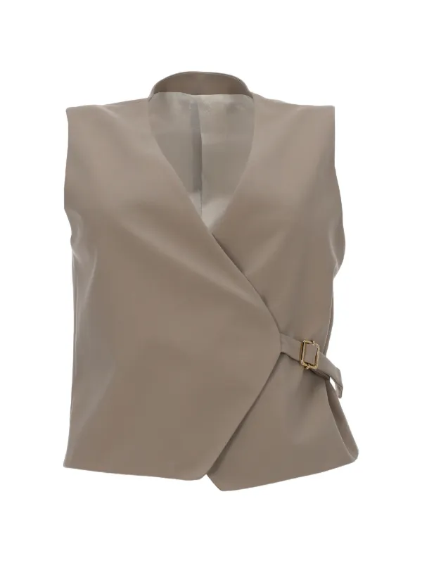 PT Torino Angela Wrap-style Buckle-fastening Waistcoat in Neutrals