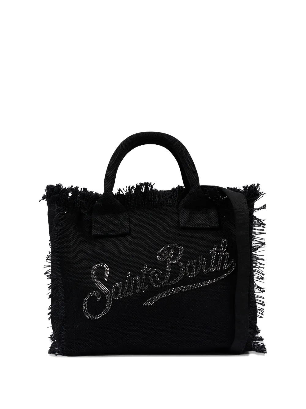 MC2 Saint Barth Kids rhinestone-logo fringed tote bag - Nero