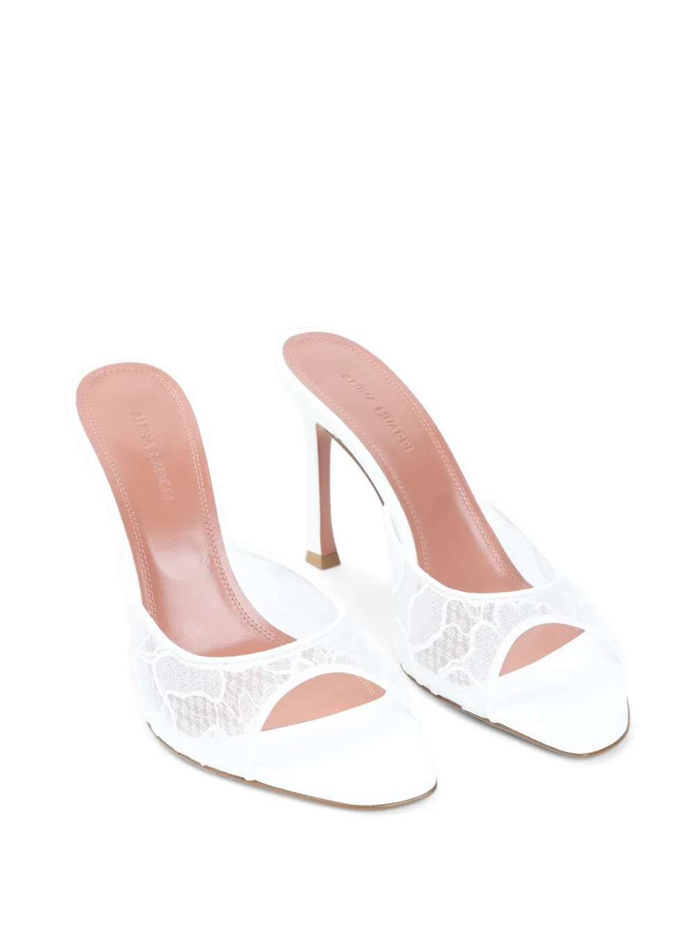 Amina Muaddi Alexa Lace sandals Wit