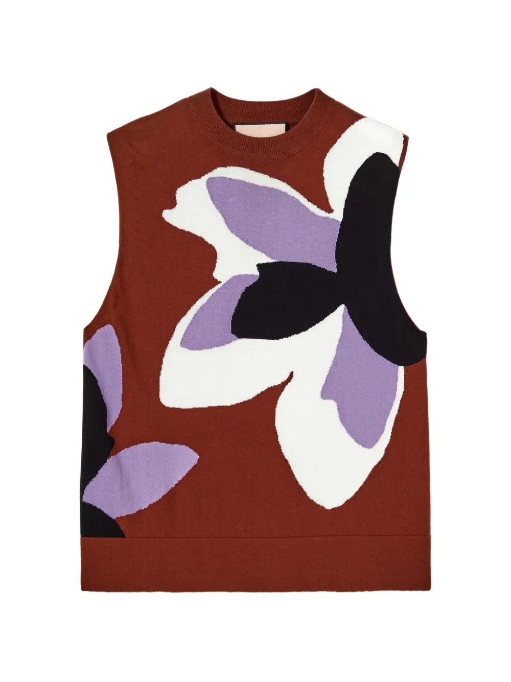 Plan C Plan C flower intarsia-knit vest - Marrone