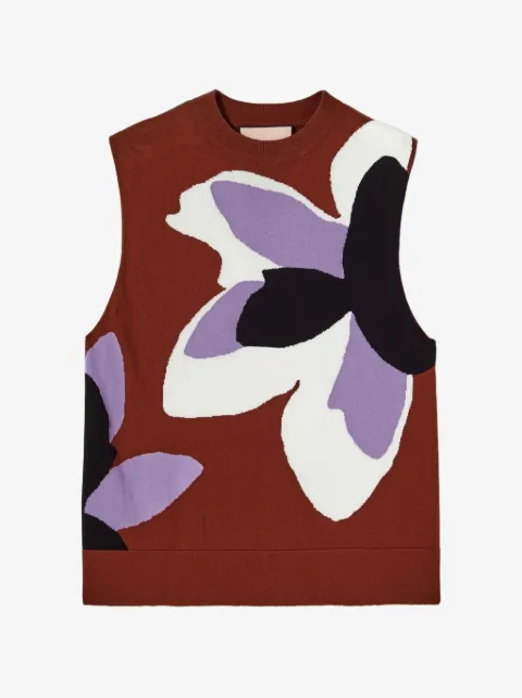 Plan C Plan C flower intarsia-knit vest