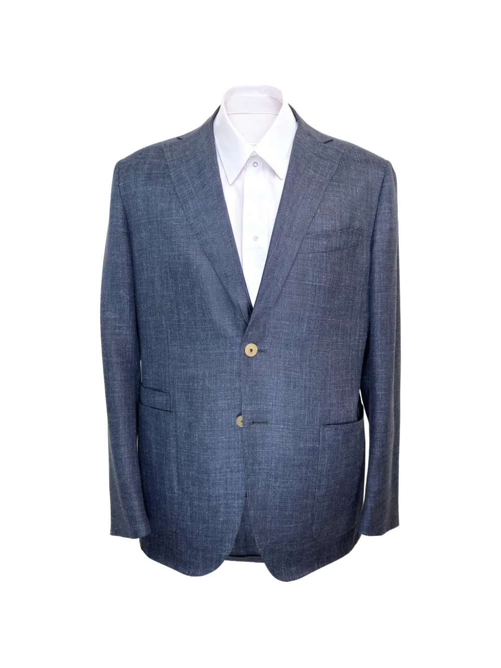 Luciano Barbera notched-lapel linen jacket - Blu