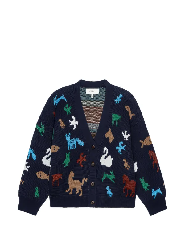 The Great. Pictograph jacquard-knit Cardigan | Blue | FARFETCH