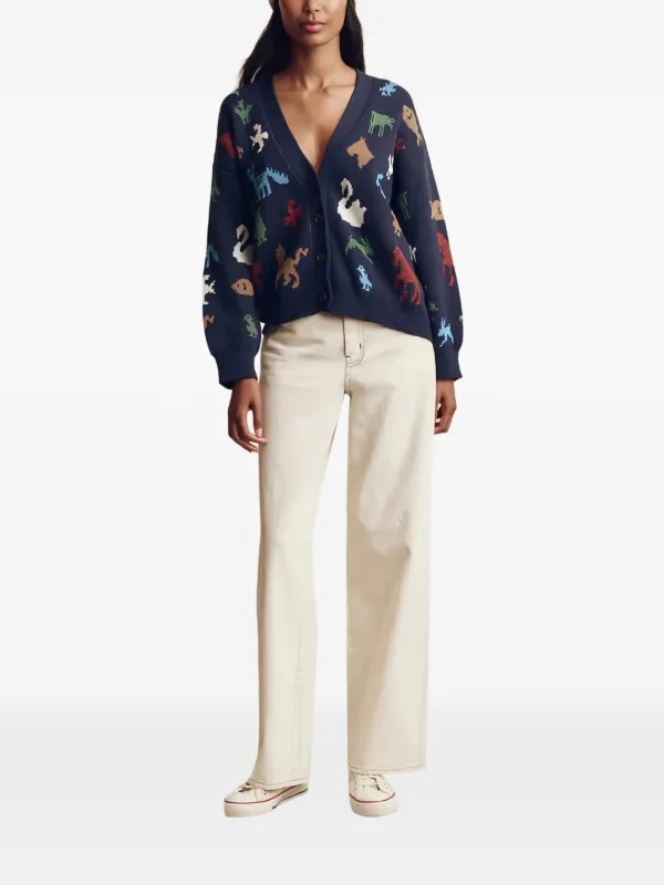 The Great. Pictograph jacquard-knit Cardigan | Blue | FARFETCH