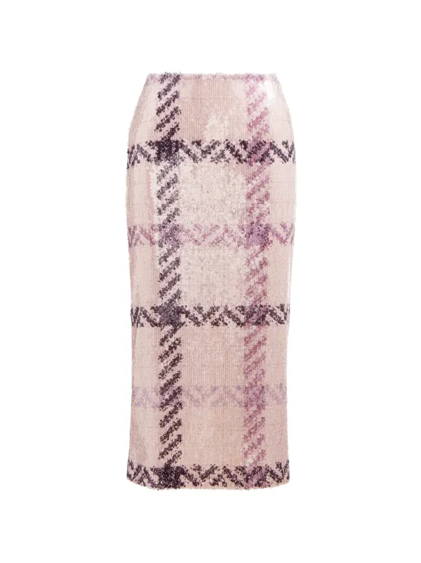 Brandon Maxwell Mercer Sequin-embellished Midi Pencil Skirt in Neutrals