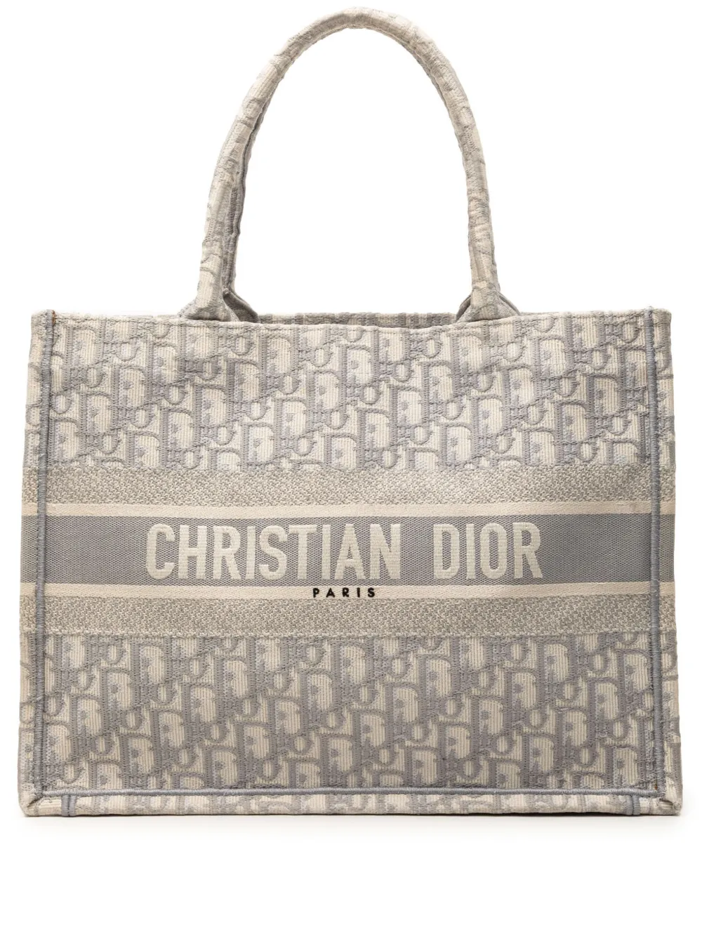 Christian Dior Pre-Owned 2020 Medium Oblique Embroidered Canvas Book tote bag - Grigio