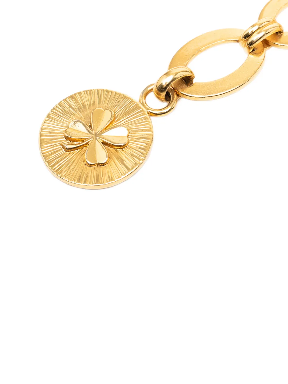 CHANEL Pre-Owned 1970-1980 Gold Plated Clover Medallion Chain belt - Oro