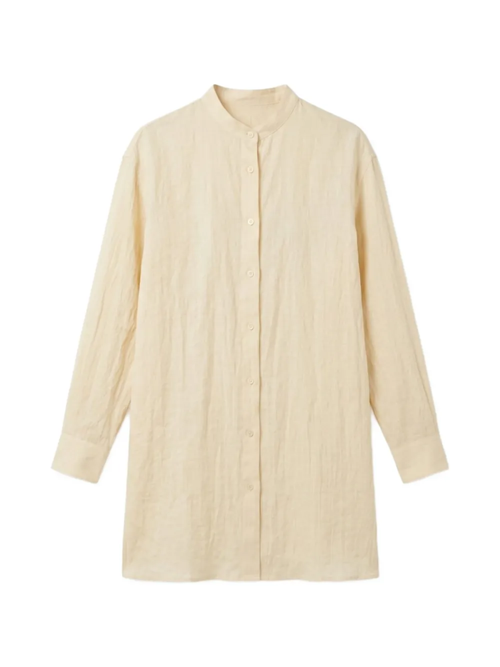 120% Lino crinkled-finish band-collar shirt - Toni neutri