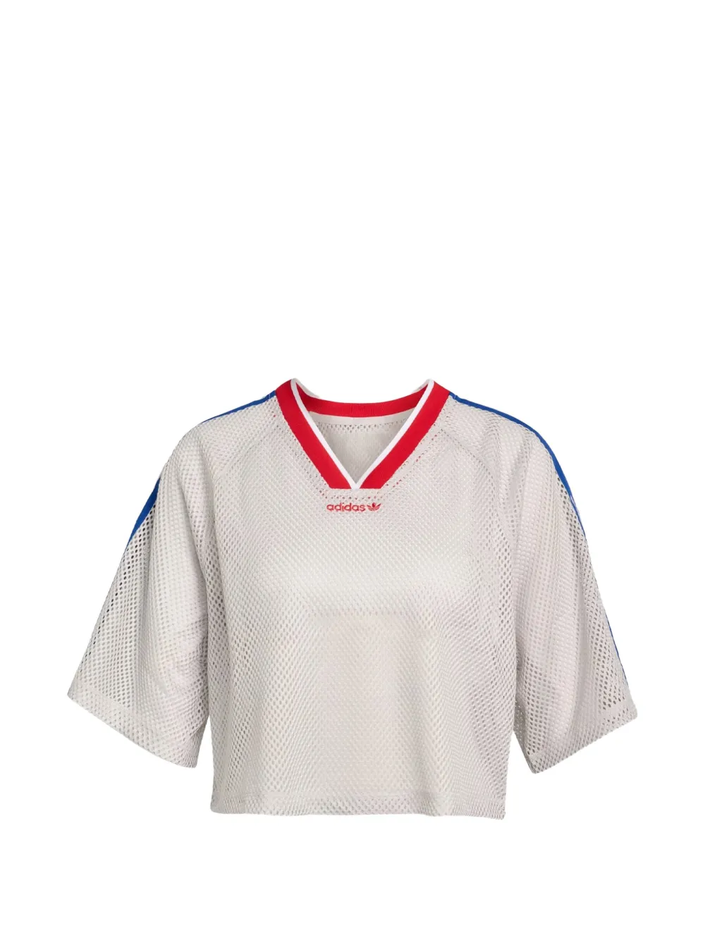 adidas mesh stripe-detail cropped t-shirt - Weiß