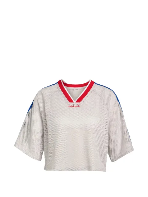adidas mesh stripe-detail cropped t-shirt