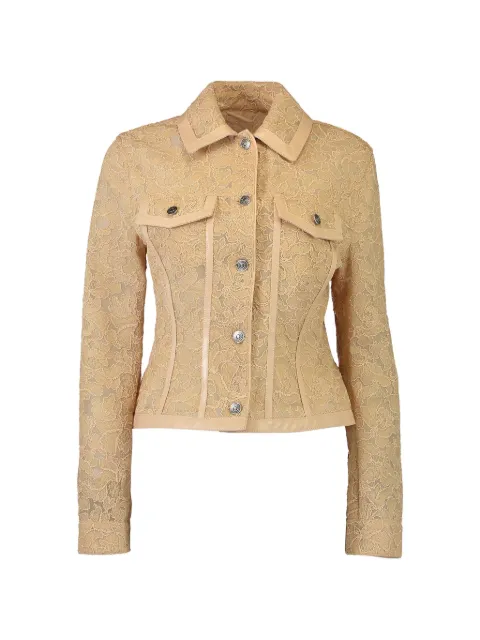 Ermanno Scervino lace leather-trim jacket